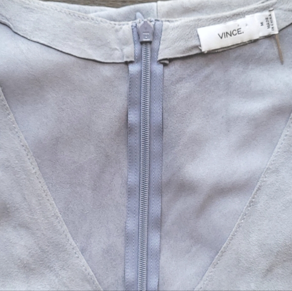 vince dress blue suede tunic shift mini - Picture 11 of 12